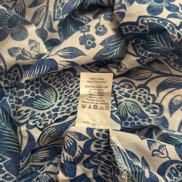 J. Crew Factory blue and white printed and embroidered blouse size extra small - Picture 7 of 7